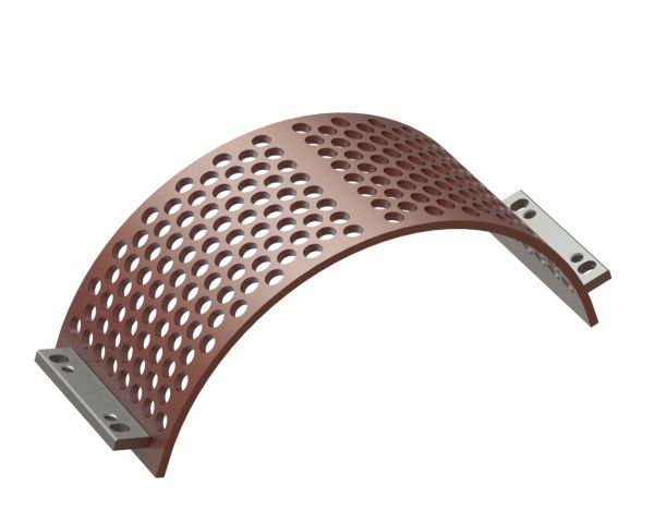 Siebkorb 342 breit, Siebblechstärke t=15, Lochung Ø30, Steg 10 für Lindner Recyclingtech Lindner Universo