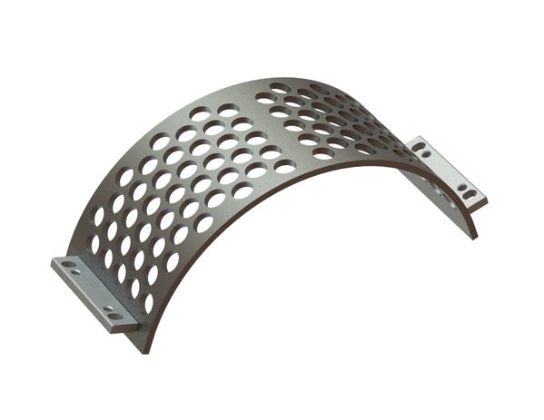 Siebkorb 342 breit, Siebblechstärke t=15 Lochung Ø45, Steg 12 Creusabro für Lindner Recyclingtech 