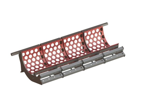 Siebkorb 4-tlg. 2030 breit, Siebblechstärke t=12 Lochung Ø80, Steg 25, Hardox für Vecoplan 