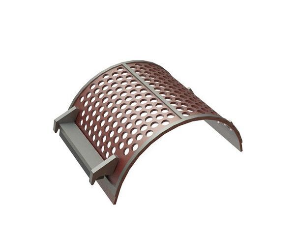 Siebkorb 497 breit, Siebblechstärke t=10 Lochung Ø 35, Steg 11/10.5 für Lindner Recyclingtech 