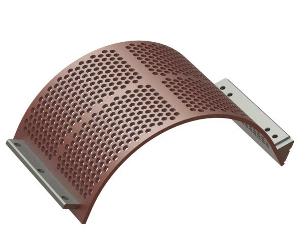 Siebkorb 524 breit, Siebblechstärke t=15, Lochung Ø20, Steg 7 für Lindner Recyclingtech Lindner Universo