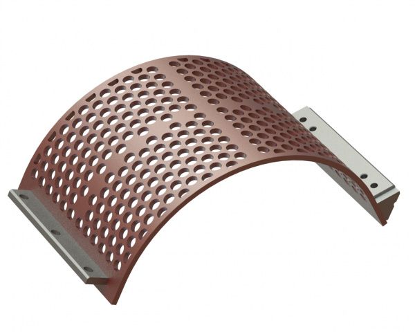 Siebkorb 524 breit, Siebblechstärke t=15, Lochung Ø30, Steg 10 für Lindner Recyclingtech Lindner Universo