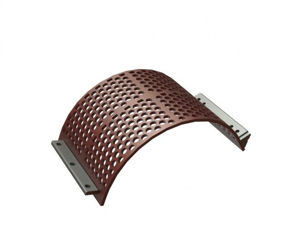 Siebkorb 524 breit, Siebblechstärke t=15, Lochung Ø30, Steg 10 für Lindner Recyclingtech Lindner Universo