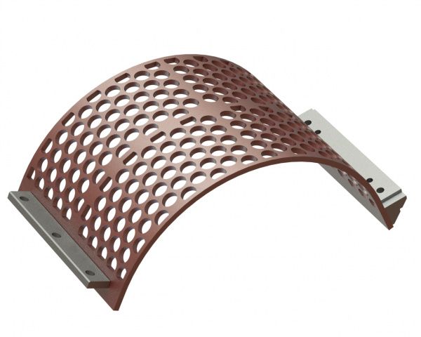 Siebkorb 524 breit, Siebblechstärke t=15, Lochung Ø40, Steg 9 für Lindner Recyclingtech Lindner Universo