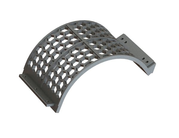 Siebkorb 525 mm breit, Siebblechstärke t=25, 6-Eck-Lochung Steg 14 für Lindner Recyclingtech Lindner Komet 2800 (A)