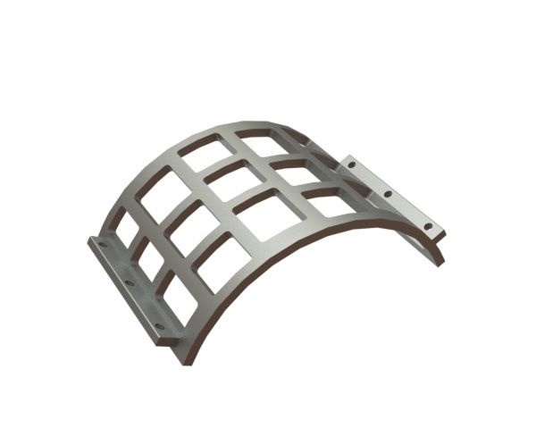 Siebkorb 530 mm breit, Siebblechstärke t=25, rechteckige Lochung 120x120/150 Steg 30/35, Baustahl für Lindner Recyclingtech Lindner Meteor
