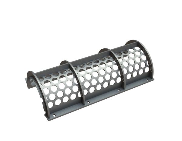 Siebkorb 793 mm breit, Siebblechstärke t=5, Lochung Ø40 Steg 10 