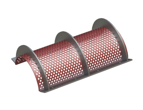 Siebkorb 796 breit, Siebblechstärke t=6 runde Lochung Ø15, Steg 7, Hardox für Vecoplan 