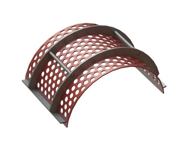 Srceen basket 487 wide, sheet thickness t=6 hole Ø30, bar width 11, Hardox for Herbold Meckesheim USA - Resource Recycling Systems Inc. Herbold SML 60/145