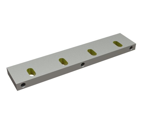 Stator bed knife 488x100x28 Eco line 4 long slots, edges 90°, X-version for Able Maschinenvertriebs GmbH 