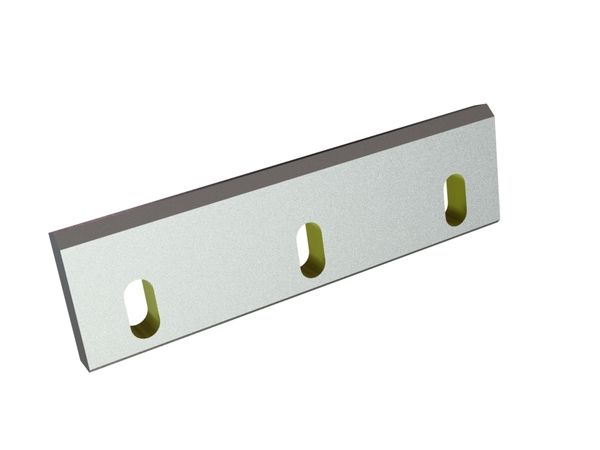 Stator knife 199.5x57x14, StandardCut, 3 slotted holes, cutting edge 75°/45°, Y version for Heinrich Dreher Maschinenbau 