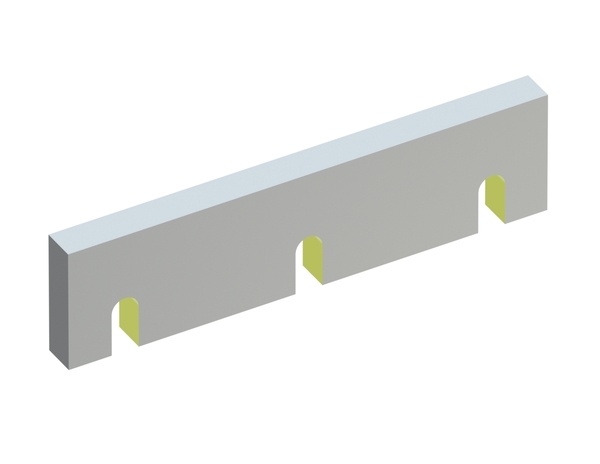 Stator knife 392x100x28 Eco Line, 2xM16, 3 slots, cutting edge 90°, X version for Zerma | AMIS Zerma GSH 800/1600