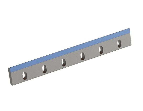 Stator knife 409x57x16, Hybrid Line, cutting edge 75°, carbide grade H4, 6x slotted holes 13x24.5 for Heinrich Dreher Maschinenbau 
