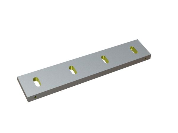 Stator knife 490x100x20, Eco Line, 4 slotted holes, double-sided cutting edge 75°, 4xM8 threads for Herbold Meckesheim USA - Resource Recycling Systems Inc. Herbold SML 30/50