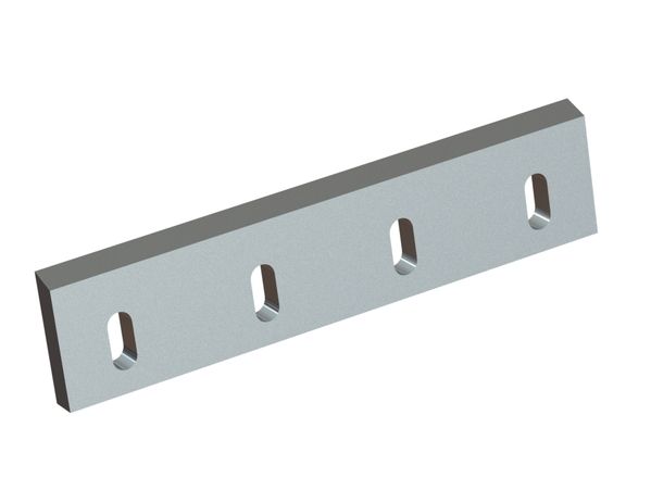 Stator knife 498x115x25, PremiumCut, 4 slotted holes, cutting edge 70°, 2xM14, 1xM12 for Folcieri 