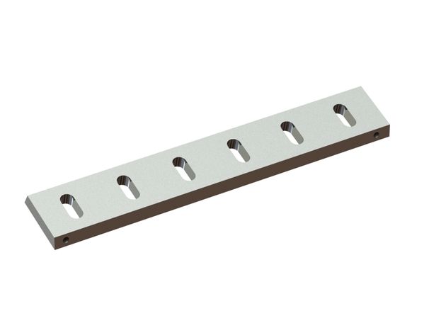 Stator knife 589x100x22, Premium Line, 6 slotted holes, cutting edge 75°, Y version for Herbold Meckesheim USA - Resource Recycling Systems Inc. 
