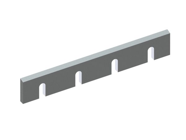 Stator knife 610x100x20 Premium Line, 75° bevel, 2xM12, 4 slots, X version 