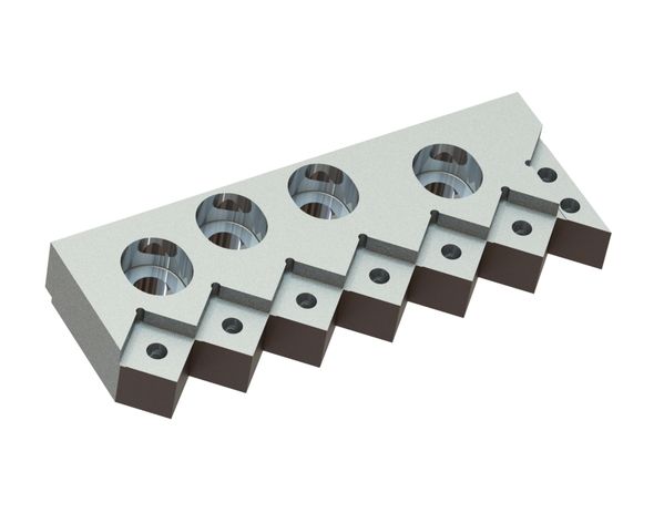 Supporto coltello sinistro 362x130x50, 4 asole, 8xM14 