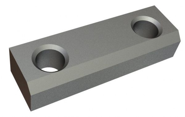 Tapped strip 100x30x20 2x M18 threads, with chamfer for MeWa | Ehehalt | Andritz MeWa | THM Recycling Mewa UG 1000