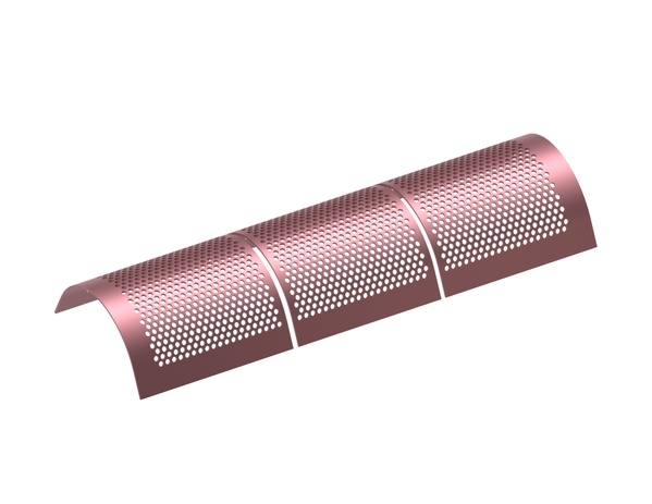 Tôle de criblage en 3 parties, largeur 2112, épaisseur t=10, perforation Ø22, ligament 9, Hardox pour Eldan Recycling Eldan MPR